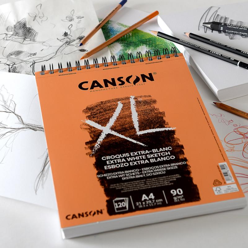 spiralé 297 x 434 mm Canson CANSON Album 120 feuilles XL® CROQUIS Extra-blanc 