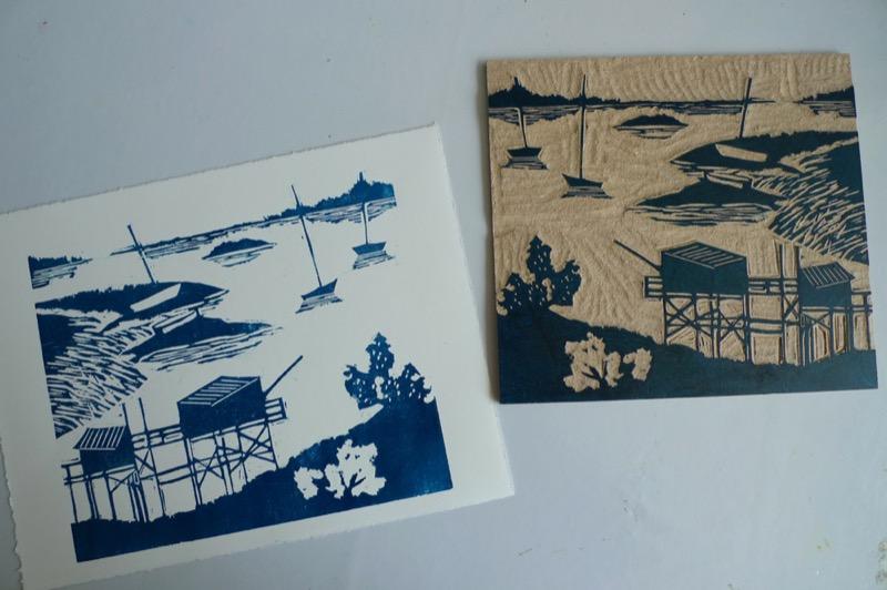  Realizar un grabado sobre madera (xilografía)  Cabañas de pescadores